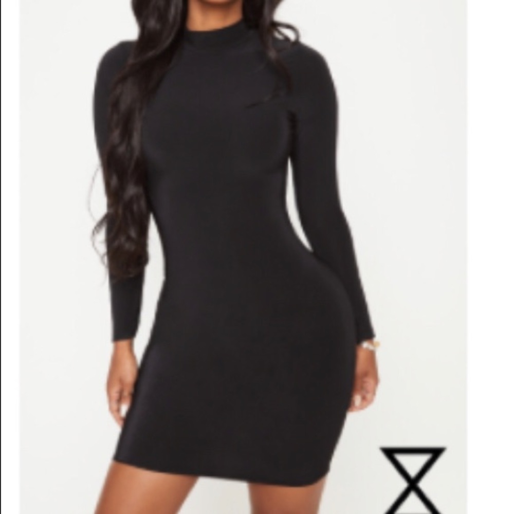 PLT: Shape Black Slinky High Neck Bodycon